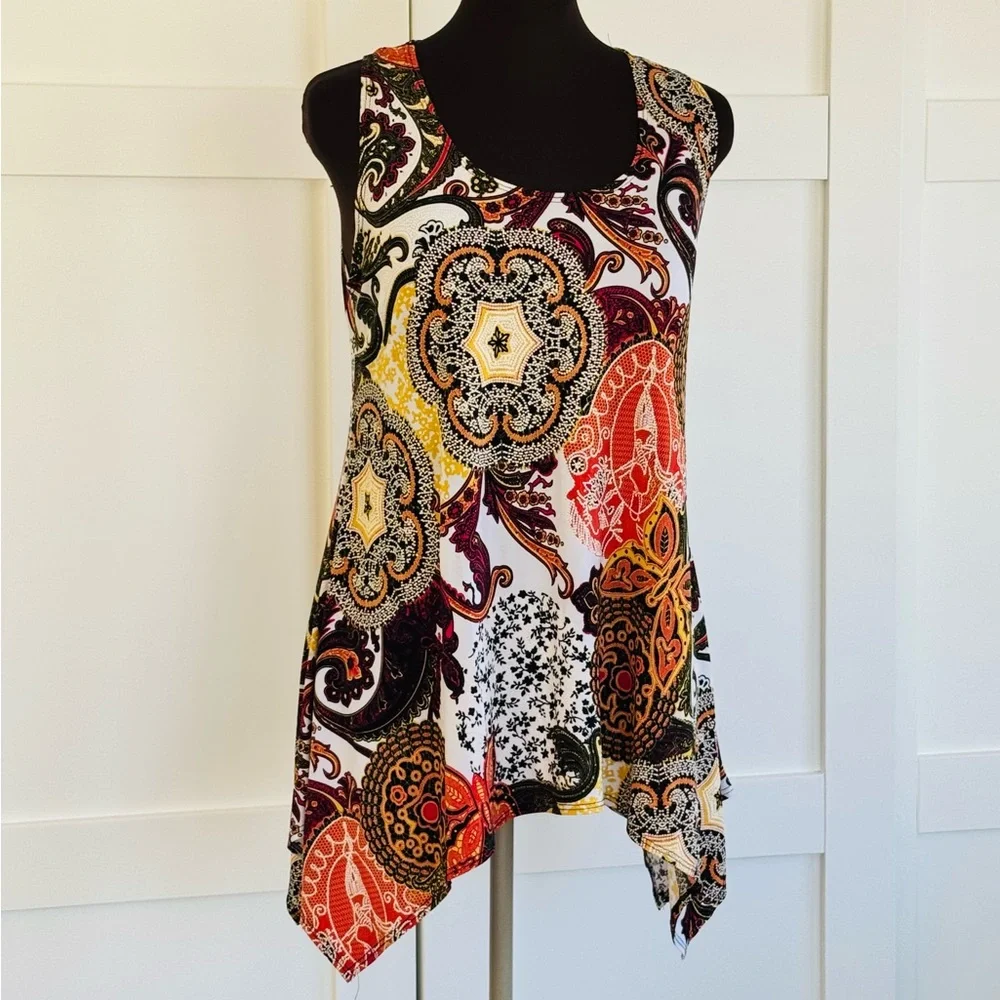 JOSTAR SLINKY SHARK HEM SLEEVELESS TOP TUNIC - Picture 3 of 7